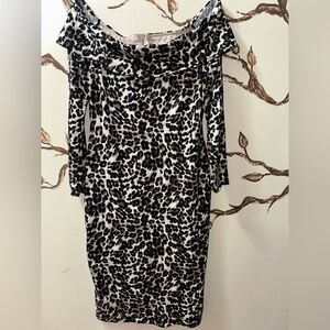 Premier Black and White Animal Print Long Sleeve Dress